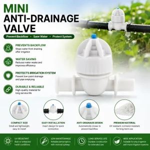 Mini Irrigation Anti Drain Valve Plastic Water Stop Valve for Drip Spray Nozzle