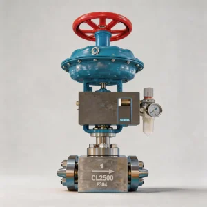 Mini Pneumatic Globe Control Valve DN25 Class2500 Super High Pressure 2-Way with Digital Smart Positioner for Low Flow Control