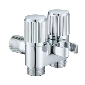 Modern 90 Degree Water Stop Angle Valve with Double Nozzles Faucet Accessories for Bathrooms Kitchens Hotels Apartment Plumbing