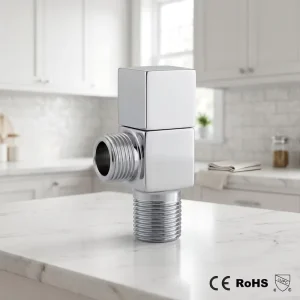 Modern Classic Square Handle Angle Valve Zinc Body Chrome Plating Half Turn Square Flange 1/2” Port Size Male Thread Connection