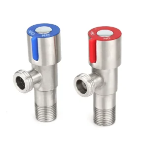 Modern SUS304 Stainless Steel Elongated Hot Cold Bathroom Water Heater Sink Stop Angle Valve