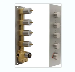 Modern Solid Brass Concealed 4 Function Thermostatic Shower Diverter Mixer Valve Brushed Nickel Can Run Simultaneously