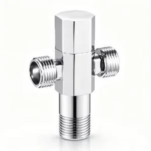 Modern Square Hex Brass Dual Outlet Angle Valve One in Two Out Plumbing Separator Valve