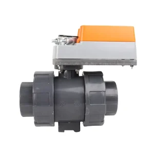 Modulating Electric Ball Valve Double Union Plastic Irrigation Motorized Water Valves 4-20mA 0-10V PN10