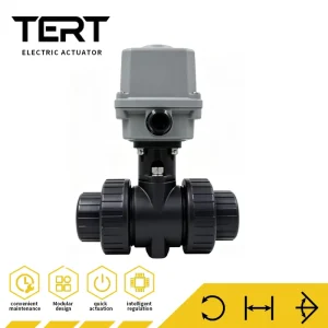 Motorized PVC UPVC Plastic Ball Valve with DC24V Compact Actuator for 0 90° Chemical Industrial Pipeline