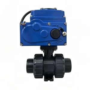 Motorized UPVC True Union Ball Valve 2 Way Electric Actuated Plastic Valve 220V 24V Corrosive Chemical Water DN15 DN50