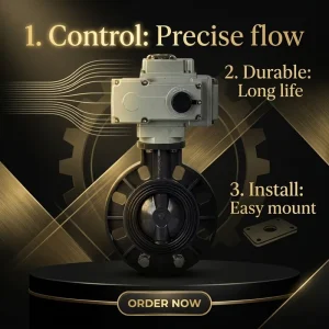 Motorized UPVC Wafer Butterfly Valve Electric Actuator On-Off Control Anti-Corrosion for Chemical Wastewater Pipelines