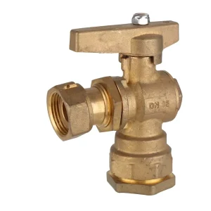Natural Color 90 Degree Brass Angle Water Meter Ball Valve with Brass Handle Manual 2 way Low Pressure OEM