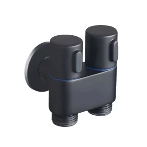 New Arrival Black Two Way Dual Outlet Faucet Brass Toilet and Bathroom Tap with Angle Valve Wall Mounted for Washing Machine