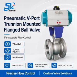 Ni55 Hard Faced Viscous Fluid Control Pneumatic Actuated Trunnion Mounted V Port Flanged Ball Valve for Sugar Refining Plant