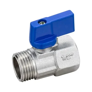 Nickel Plated Red Blue Handle Female Male Brass Mini Ball Valve
