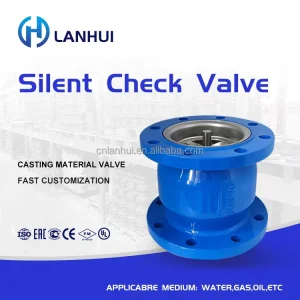 Noiseless Silent Check Valve PN16 Ductile Iron GGG50 Blue Epoxy Coated H42 Flange Non Return 2in 12in ANSI BS DIN for HVAC