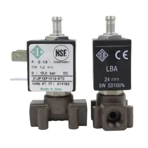 ODE Solenoid Valve 3/2 Way 31JP1XP1V12 31JP1XP1V12-ST0 DN6 G 1/8 5W Normally Closed Direct Acting Hose Connection Exhaust NSF