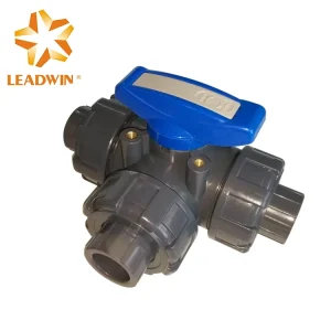 OEM Anti-corrosion UPVC Three Way Double Union Ball Valve FKM Seal Supports Electric Actuator Assembly