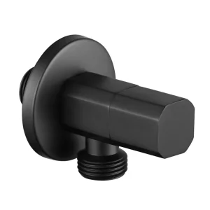 OEM G1 2 Matte Black 90 Degree Brass Angle Valve Modern Octagonal Square Water Stop Valve Easy Installation Faucet Accessories