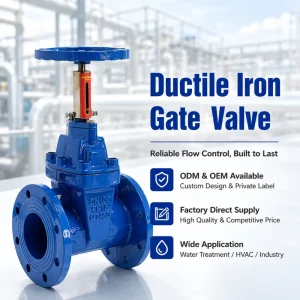 OEM ODM PN10 PN16 Flange Type Non Rising Stem Soft Sealing Ductile Cast Iron Manual Water Sluice Gate Valve with Scale
