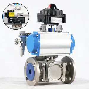 OEM Pneumatic Three-Way Cut-Off Ball Valve 1/2 in 1/4 in 1 in 2 in 3 in