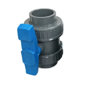 On Off Control 1/2″-2″ UPVC Ball Valve with NPT Thread Blue Handle Gray Body for Water Pipeline Shutoff