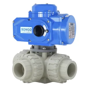 On off Type 12V 24V Motorized Ball Valve DN32 L Port Plastic PPH 3 Way Ball Valve With Electric Actuator Control Valve