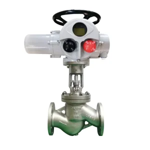 On off Type DN50 Double Flanged Multi Turn Electric Actuator Stainless Steel 304 Motorized Electric Globe Valve