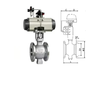 Overseas Project Liaison Pneumatic Flanged V Type Control Ball Valves for Automated Industrial Processes