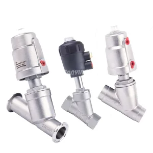 PN25 PN16 Angle Valve 2 Way Pneumatic Ss316 Angle Seat Valves Y Type Angle Seat Valve with Stainless Steel Actuator