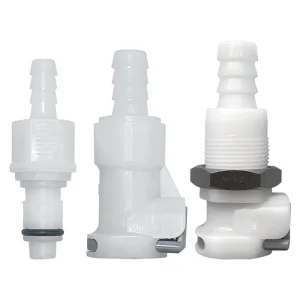 POM Body EPDM O-ring Quick Disconnect Fittings with Shutoff Valve Panel Mount Inline Barbed 1/4″ 5/16″ 3/8″
