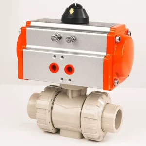 PPH Double Union Socket Pneumatic Ball Valve Corrosion Resistant Plastic Ball Valve for Chemical Sewage Pipeline