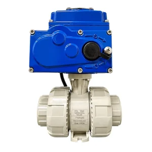 PPH Plastic Electric Ball Valve Double Union Motorized Actuator Anti-Acid Corrosion-Resistant Cutoff Valve