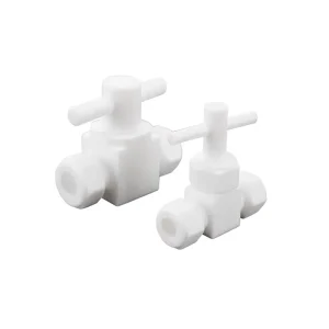 PTFE Ball Valve Ferrule PTFE Gas Check Valve 1/4 in Port Size Custom OEM Pipe Fittings T shaped Tube