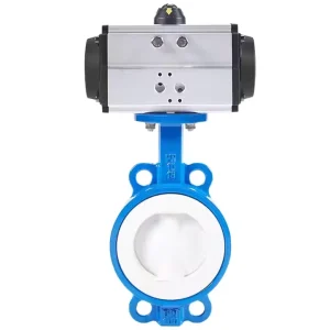 PTFE FEP PFA Lining Single Double Acting 4 20mA Positioner Base Acid Alkali Pneumatic Actuated Fully Lined Butterfly Valve