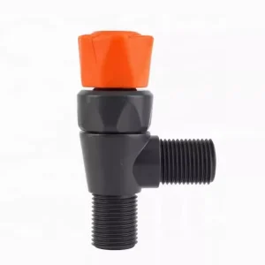 PVC Angle Valve with External Thread and Fine Flow Adjustment for Fertilizer Applicators and Water Treatment