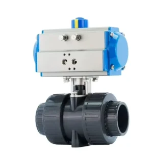 PVC Electric Double Union Ball Valve PPH Pneumatic Double Union Ball Valve Flanged Connection Acid Alkali Corrosion Resistant