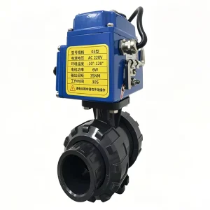 PVC True Union Electric Ball Valve for Corrosive Chemical Water, UPVC Motorized 2-Way Double Union Actuated Valve