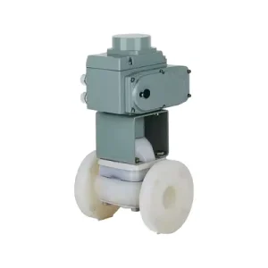 PVDF Motorized Flanged Diaphragm Valve with Electric Actuator, Plastic, for Water Gas and Oil Media, Manual
