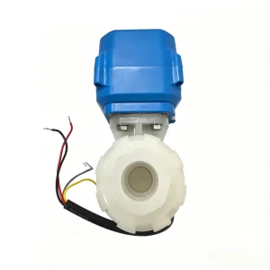 Mini Motorized PVDF Union Ball Valve Normally Closed Type Acid & Alkali Resistant Control Valve