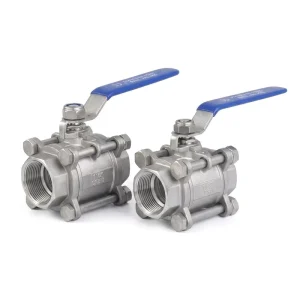 Pair of Stainless Steel 3 Piece Ball Valves 304 Material Manual Control for Water Oil Gas