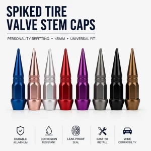 Personality Refitting Spiked Valve Caps 4PCS 45mm Bullet Tire Stem Covers for Cars Motorcycles Bicycles