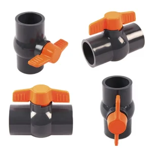 Plastic Valves Factory New Type PVC Ball Valve High Pressure Black Body With Butterfly Handle 1 Inch for Water Valves Control