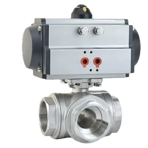 Pneumatic 3 way True Union NPT Internal Thread Ball Valve SS304 316 PN10 PN16 Water General Application OEM