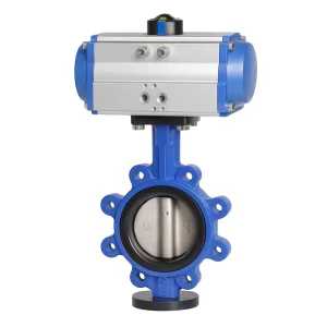 Pneumatic Actuated Lug Type Butterfly Valve GGG50 Double Flange Air Operated Valve for Automation Systems