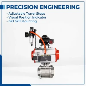 Pneumatic Actuation System High Temperature Medium 304 Stainless Steel Custom Triple Threaded Ball Valve