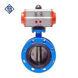 Pneumatic Actuator Flanged Soft Seal Ductile Cast Iron Butterfly Valve