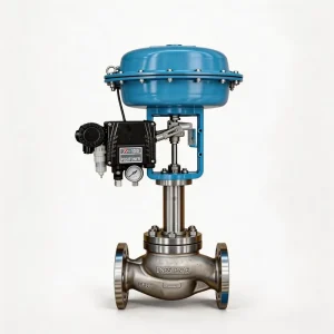 Pneumatic Air Control Valve DN15 with Industrial Diaphragm and 4-20 mA Modulating Positioner for Air, Stainless Steel