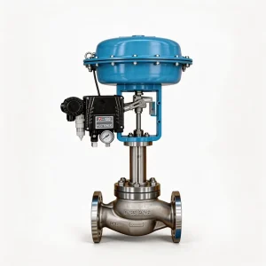 Pneumatic Air Control Valve for Steam Service with Globe Body and PTFE Seal and Manual Override Stainless Steel