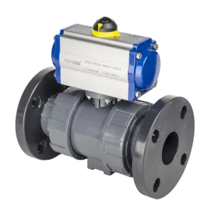 Pneumatic Ball Valve 1 2inch 2 Way Double Flange Type UPVC Pneumatic Actuated Ball Valve