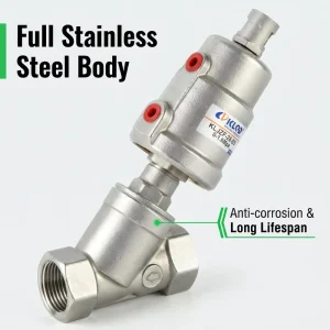 Pneumatic Control Angle Seat Valve SS304/316 1.6MPa 180°C ISO CE for Steam, Food, and Pharmaceutical Industries