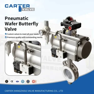 Pneumatic Control Butterfly Valve Ductile Iron Alloy Steel Wafer Mount Actuator High Flow Gas 96~196 CE Certified