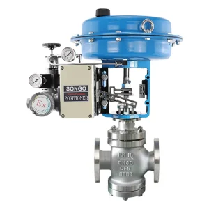 Pneumatic Double Seated Valve Standard Type Flow Control DN32 SS304 Pneumatic Diaphragm Control Globe Valve With Positioner