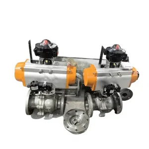 Pneumatic Floating Ball Valve Q641F-16C Stainless Steel Cast Steel for Water Supply Drainage Triple Ports